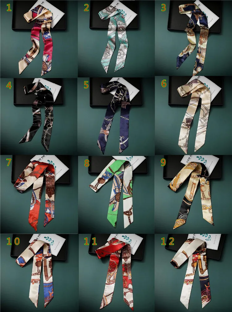 High Quality Designer Brand Women Hail Tie Scarf 100% Silk Twill Skinny Scarf