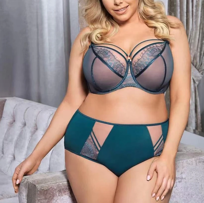 Custom Africa Underwire Mature Lace Plus Size Women Plus Size DD F G H J K  L Cup Sexy Lingerie Lace Big Breasted Bra Brief