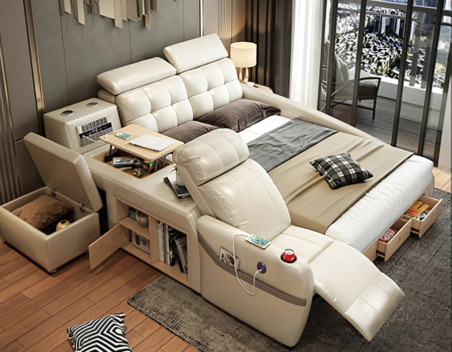 Luxury Multifunction Smart Bed Lit Multifonctionnel Massage for Girls Bed Royal Luxury king Size Luxury Modern Bedroom Furniture