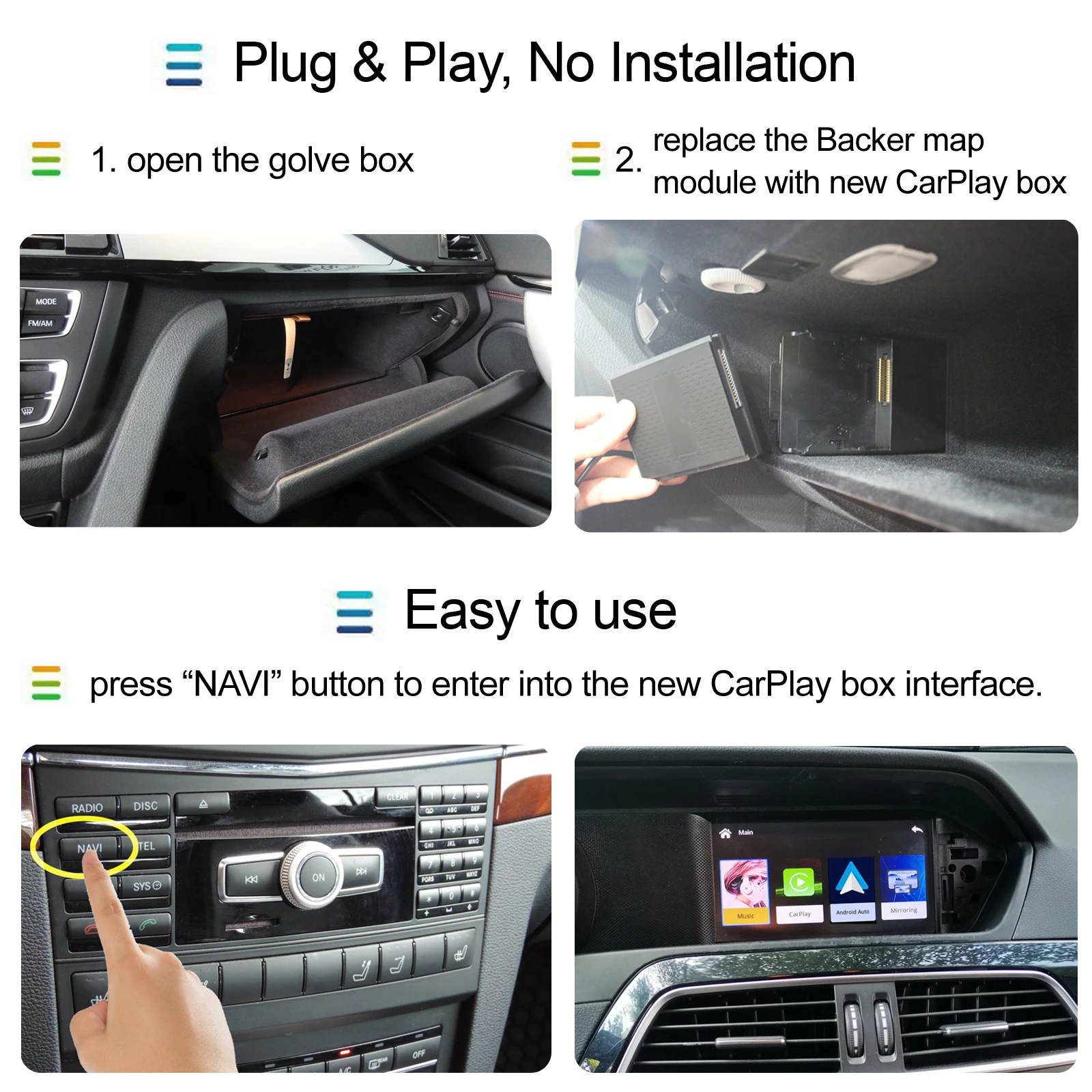 CEN-MERC-NTG4  Wireless Apple CarPlay Android Auto Retrofit Kit