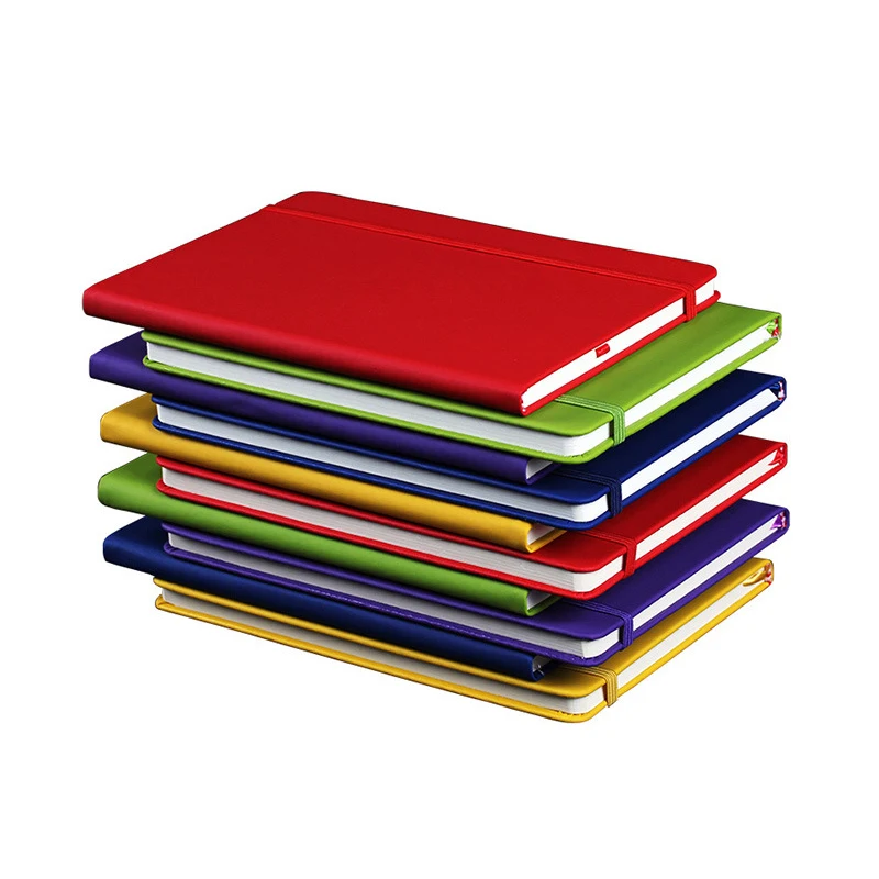 JH Stock Small MOQ Custom Logo Notebook PU Leather Cover A5 Journals With Elastic Band