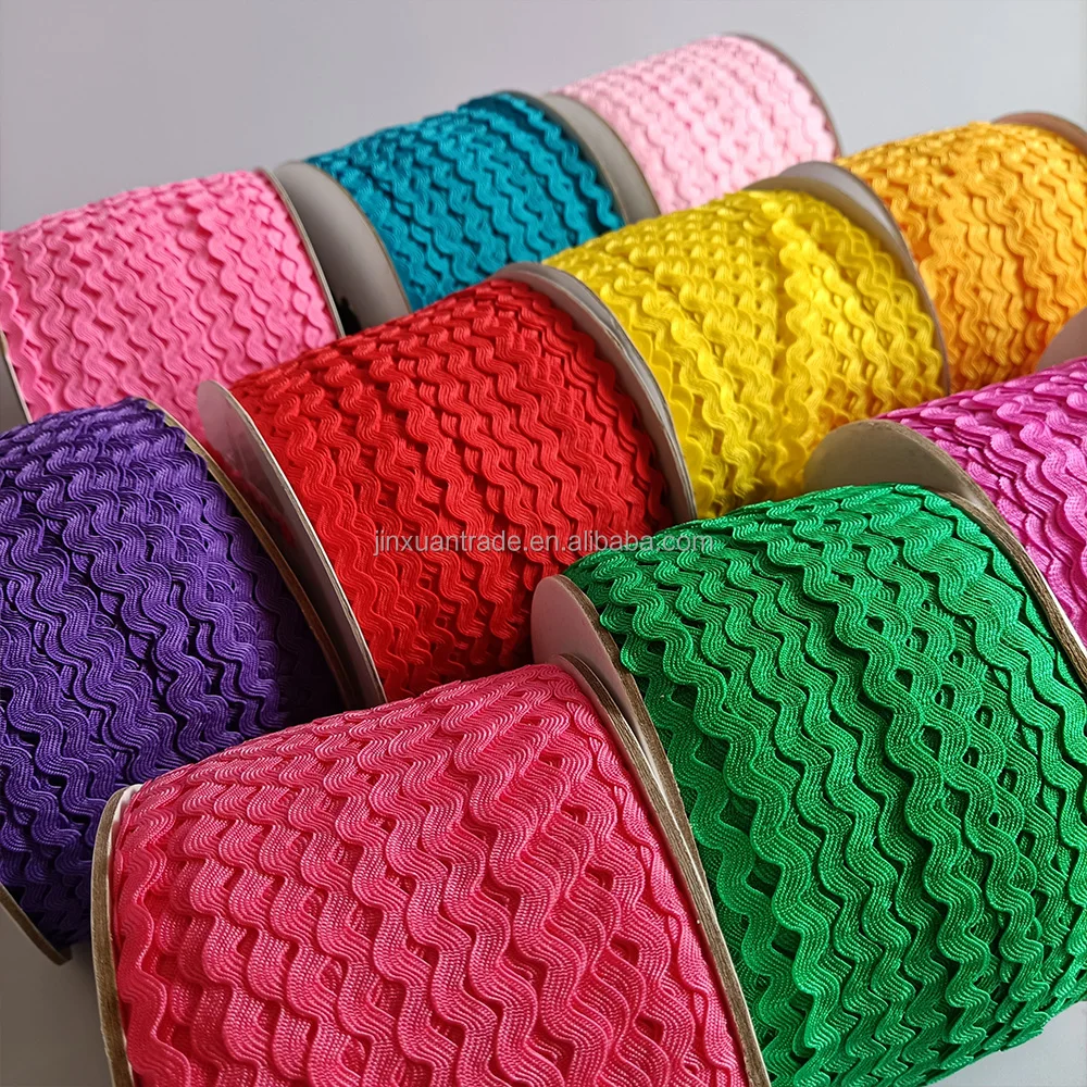 Tegg Rick Rack Trim 2 Rolls 5mm Multi-colors Zig Zag Braid Woven Ribbon Tape for Sewing Gift Wrapping Crafting DIY Crafts