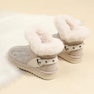 RV102 New Snow Boots Women's Short Boots Winter Fur Low Barrel Short Boots Thickened Cotton Shoes