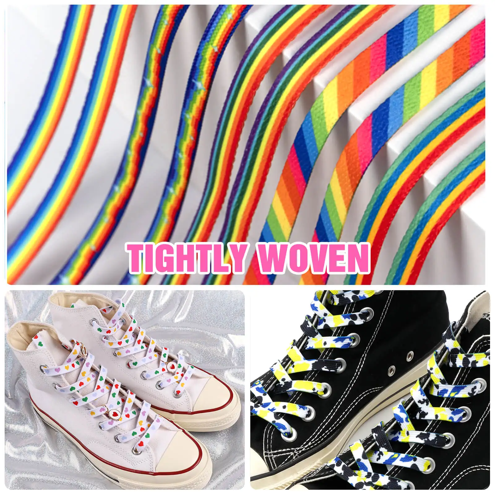 WEGOODZF Custom High Quality Durable Polyester Casual Sneakers Shoes with Flat Print Leopard Animal Pattern Shoelaces