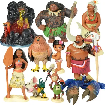 10PCS/set cartoon Ocean Adventures Moana Princess Mona Maui Toys Action Figure Dolls Model Cake Ornaments