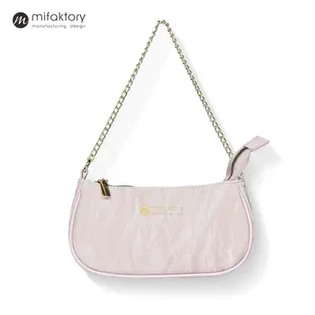 Best Selling Fashion Simple Metal Chain Texture High Grade Oblique Cross Underarm Bag for Women