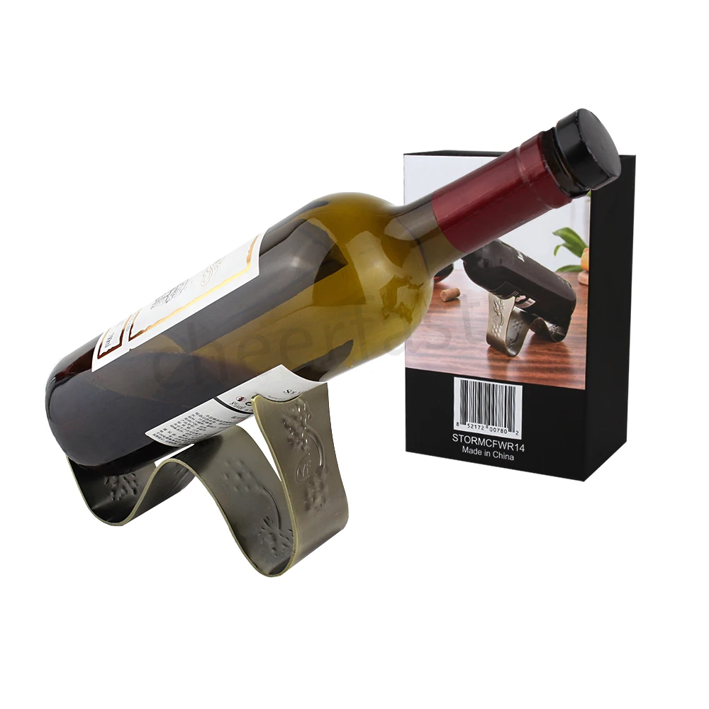 Welcome Printing Your Design Stainless Steel Wine Rack Single Wine Bottle  Holder Display Metal Rack Display Wine Rack Small