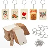 20 wood chips with 20 keychains and 20 open rings