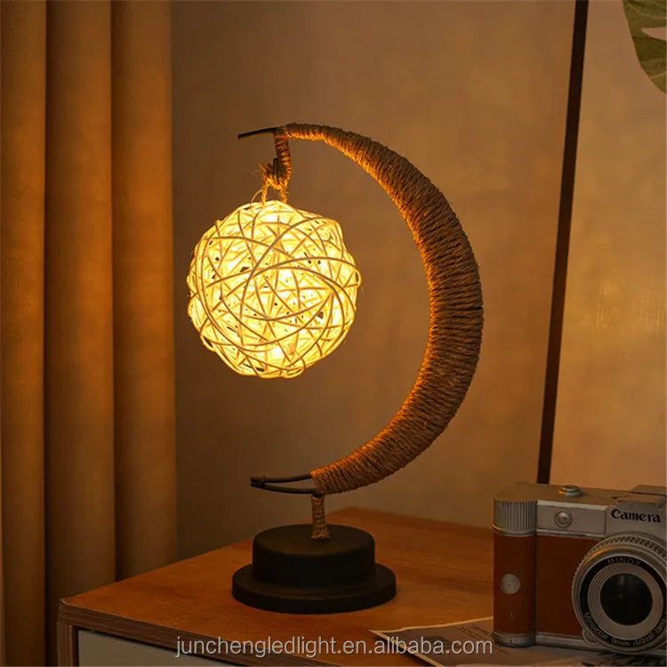 Handmade Hemp Rope Hanging Moon Light - 10000 Hours Lifespan