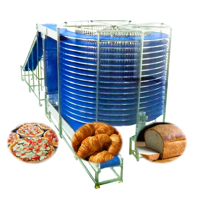 Modular Belt Multi-layer Spiral Cooling Tower Conveyor for Chiffon Cake bakery Dough Toast Bread pizza Cake biscuit