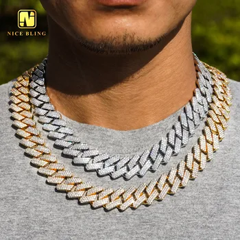Full iced out 3rows miami cuban wholesale 19mm 18k gold plated cuban necklace men hip hop fashion 5a cz cuban