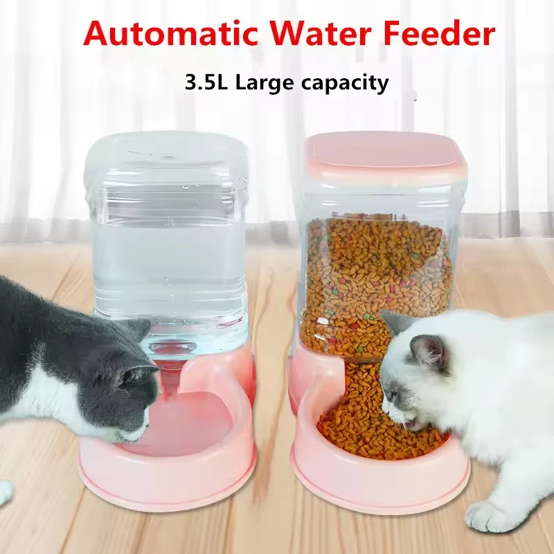Customized Portable Pet Feeder Water Dispenser Set Automatic Cat Water Bowl for Convenient Use with Dog Cat Made of Plastic manufacture