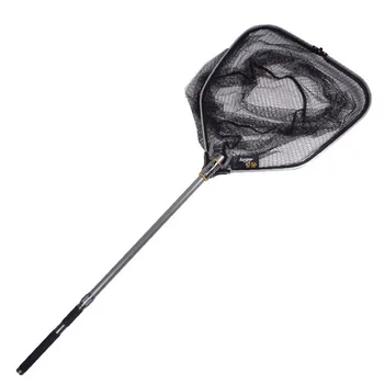 china telescopic stainless steel fishing net factory NEW OEM 2.16m Large China Supplier Aluminum Abs Telescopic Foldable Landing  Fishing Net Wood Landing Nets