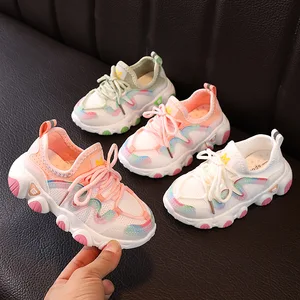 Colorful Kids Casual Breathable Mesh Sneakers Summer Children Thick Soft Sole Outdoor Sports Shoes