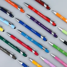 Double-Headed Stylus Simple Shape Bright Colored Metal Ballpoint Pen With Custom Logo