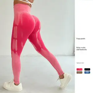 Women Frosting High Waist Yoga Tights Lady Seamless Scrunch Butt Gym Pants Tight Bound Feet Running Trousers Yoga Leggings