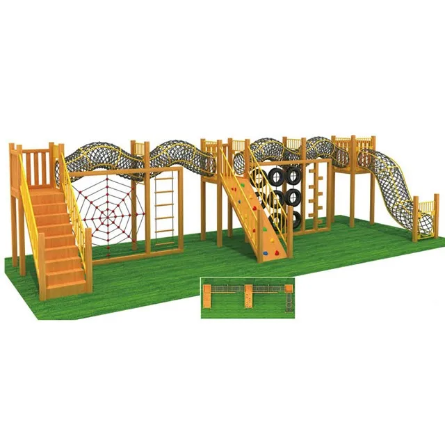 outdoor wooden jungle gym