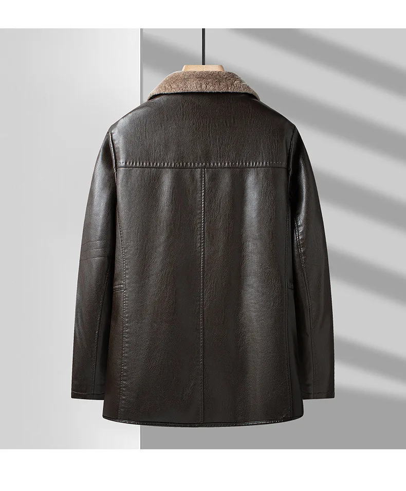 Men's Fleece Lined Leather Jacket - Warm Winter Pu Leather Coat_voghion.com