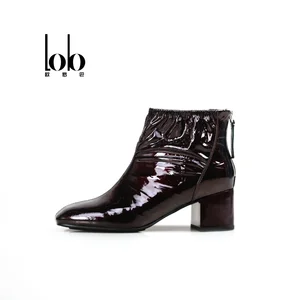 Minimalist and Fashionable Ankle Boots with square Toe, Thick Heel, Zipper, Comfortable, Soft, Breathable Women's Shoes