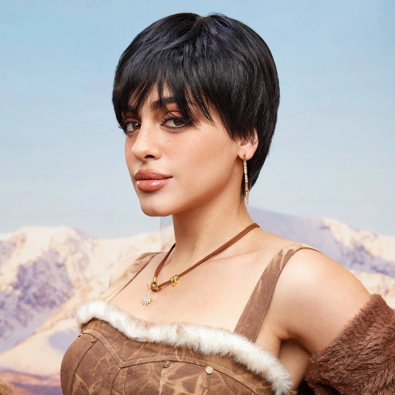 Factory Fast Delivery Black Short Hair for Women With Pixie Straight Hair Synthetic Wigs High Density Heat Resistant Wig