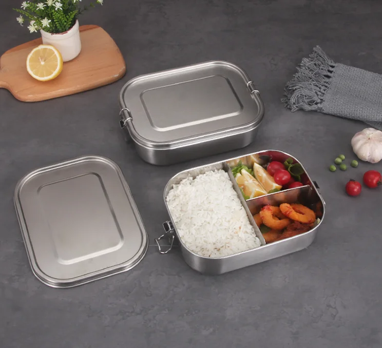 
Рекламный подарок с воздушным замком простой металлический офисный школьный воздухонепроницаемый контейнер для хранения продуктов высокого класса bento Ланч-бокс из нержавеющей стали 