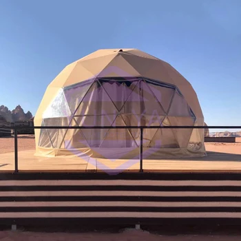 Dark Khaki Africa Middle East Hot Selling Desert Resort Glamping Prefab Hotel Dome Tent with Aluminium Foil Insulation Lining