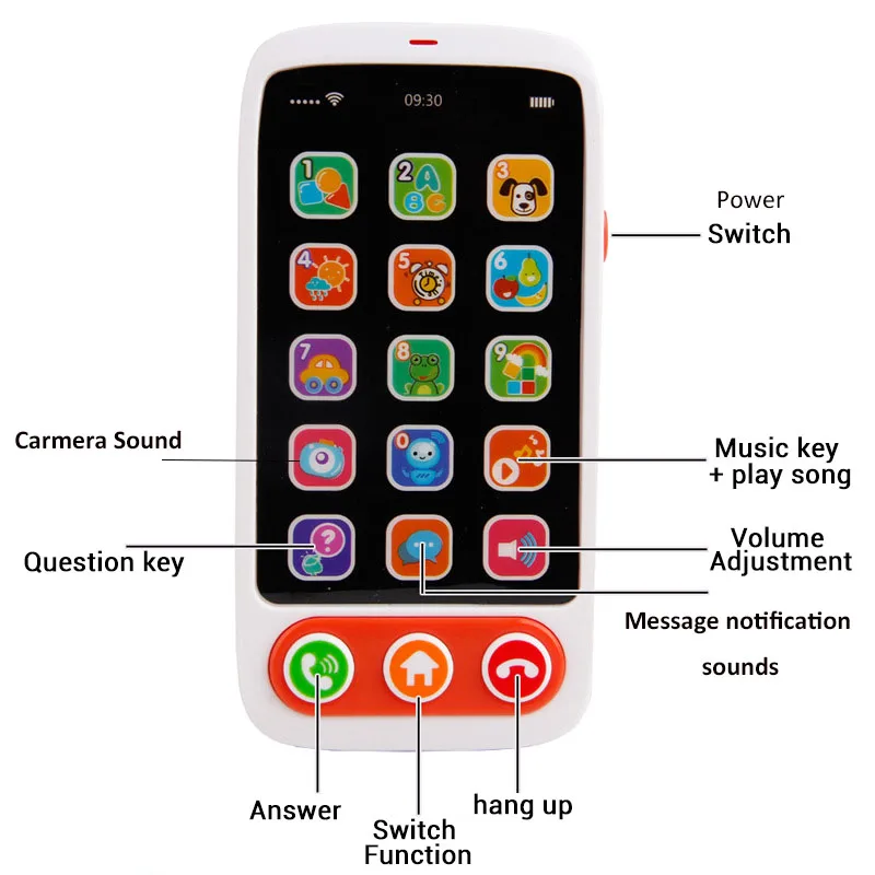 Mini Cartoon Electronic Simulation Touch Screen Phone Machine Educational Plastic Early Learning Toy for Toddlers Mobile Music