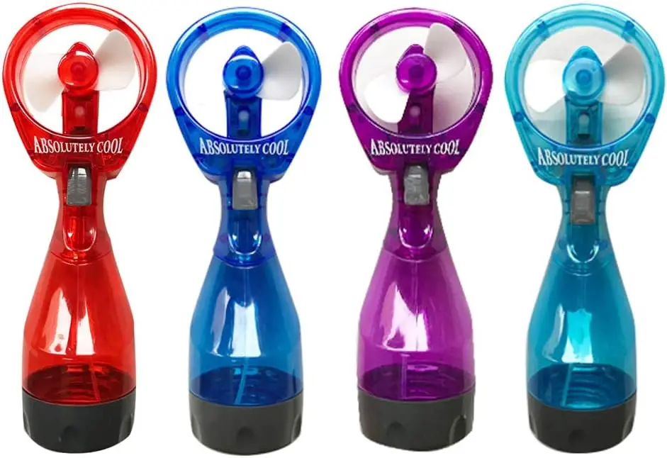 Portable Handheld Summer Water Misting Fans Battery Operated Plastic Toy with Mist Spray Bottle for Outdoor Activities