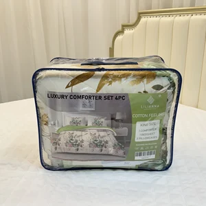 Lilianna 4-Piece Jacquard Comforter Set with Curtains - Luxury Bedding for Winter