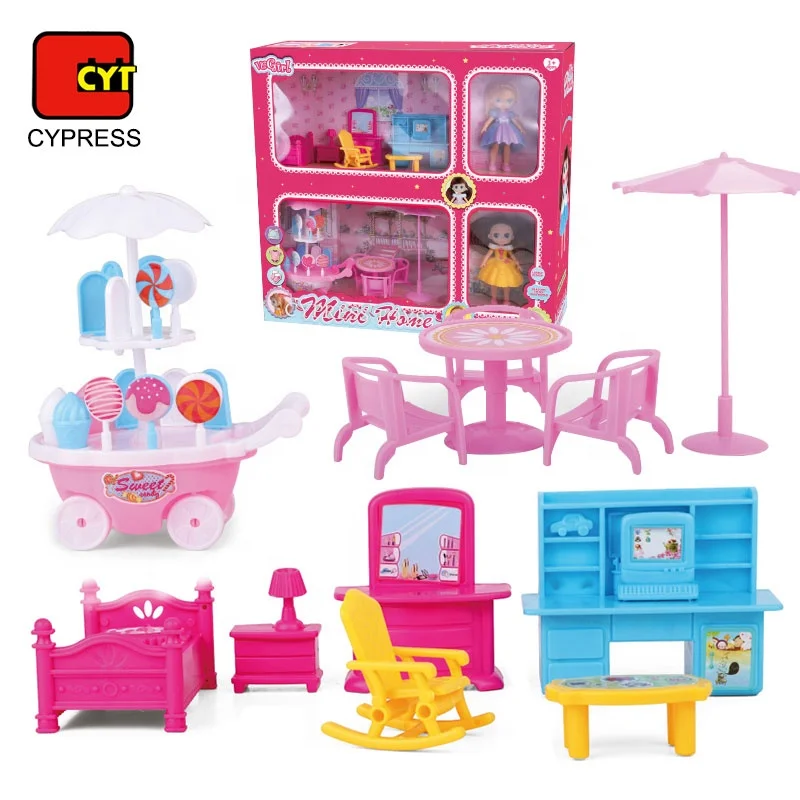 Мебель для кукольного домика 2 в 1 для спальни/уличной мини-игрушки для ролевых игр