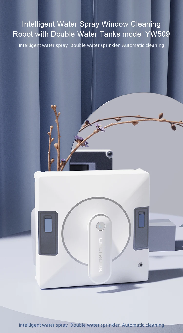 The Latest Upgrade Robot Window Cleaner with 2 Sides Water Tank, Auto Spray Water Robot Window Vacuum Cleaner