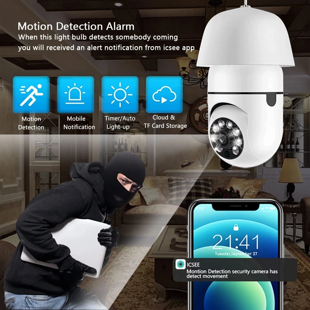 Hot Selling 360 Panoramic Camara De seguridad Cctv Smart Home Security IP Wireless Light Bulb Wifi Camera 360 Degree