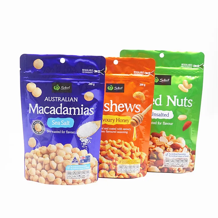 Custom Doy Pack Design Packaging Mylar Bags Printed Packing Pouch for Nut Packaging Bag