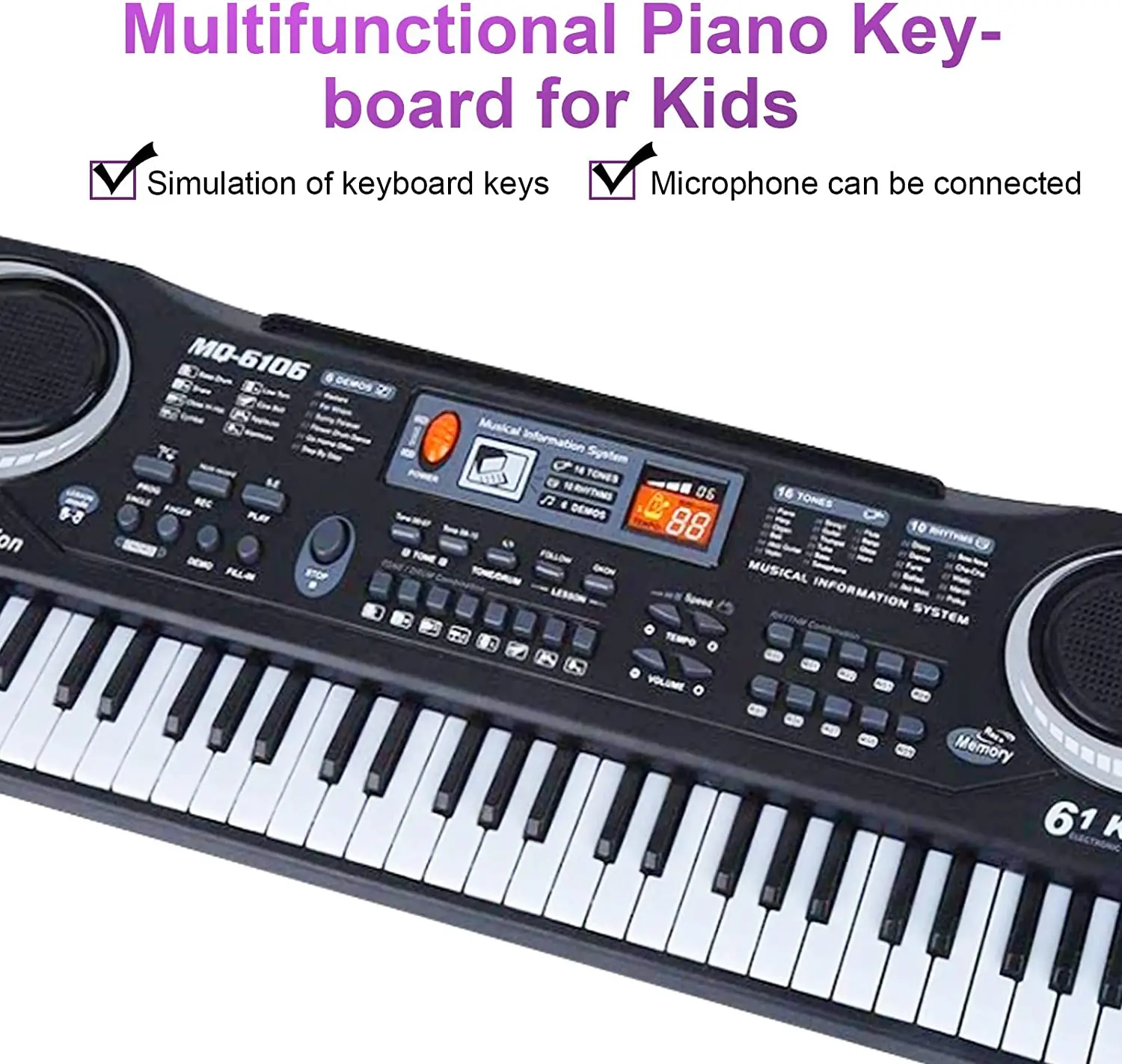 Многофункциональная портативная электрическая цифровая фортепианная клавиатура музыкальные инструменты игрушечная клавиатура пианино с микрофоном для детей