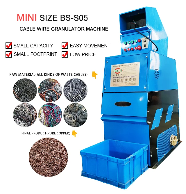 Mini Copper Granulator Copper Wire Shredder Machine Cable Wires