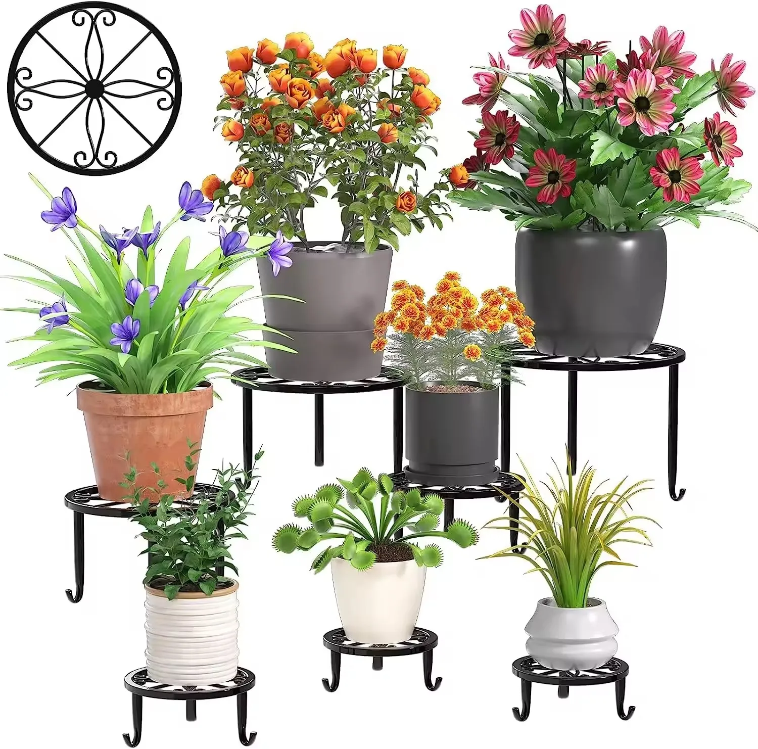 Robuster Metall-Pflanzenstnder Moderner Blumen-Garten-Topfstnder fr  Mehrere Pflanzen und Topfpflanzen Blumentopf-Untersetzer