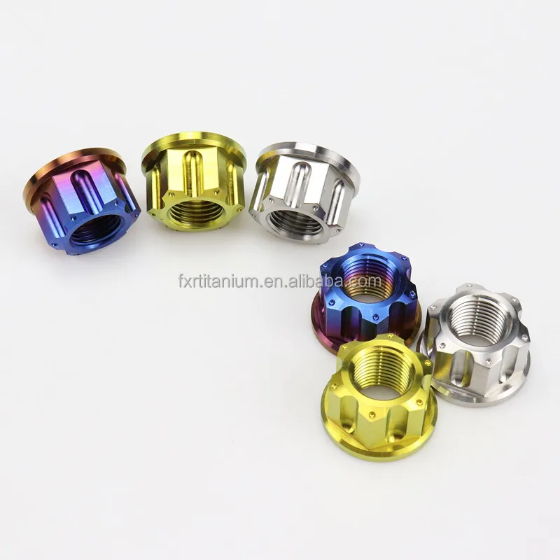 6 Pezzi Dado In Titanio M6/m8/m10/m12/m14/m16 Dadi Esagonali Flangiati Torx Per Asse Posteriore Moto, Titanio, M12 1.5Pitch