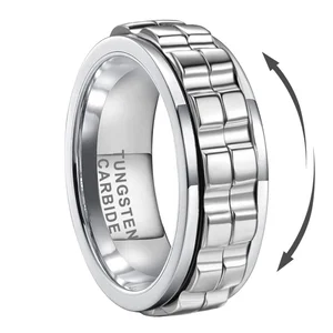 Coolstyle Jewelry 8mm Fashion Jewelry Engagement Wedding Band Anxitey Released Tungsten Spinner Rings for Men Women