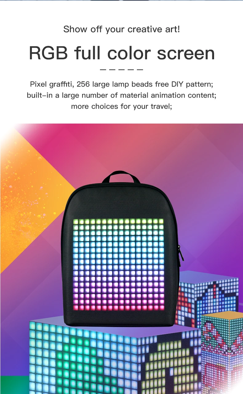 Light and Small Led Backpack Newest Smart Portable LED Bag  Mobile Controlled Lighting Led Backpack