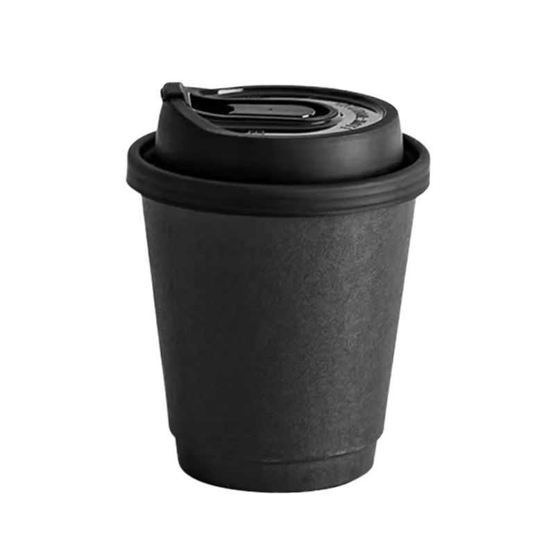 Custom black disposable coffee paper cups for hot drinks