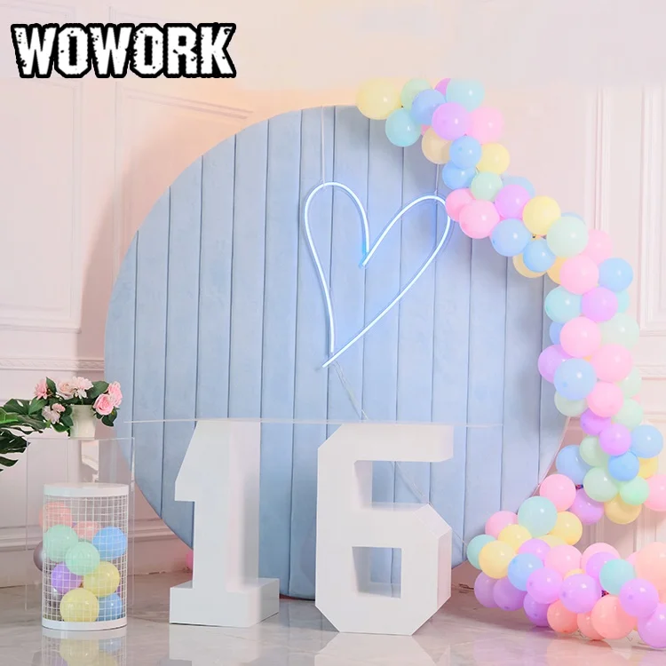 2025 WOWORK Fushun Event Designer Flower Wall Wedding Decor Baby Shower Iron Wire Round Mesh Backdrop for Party Ideas Kids
