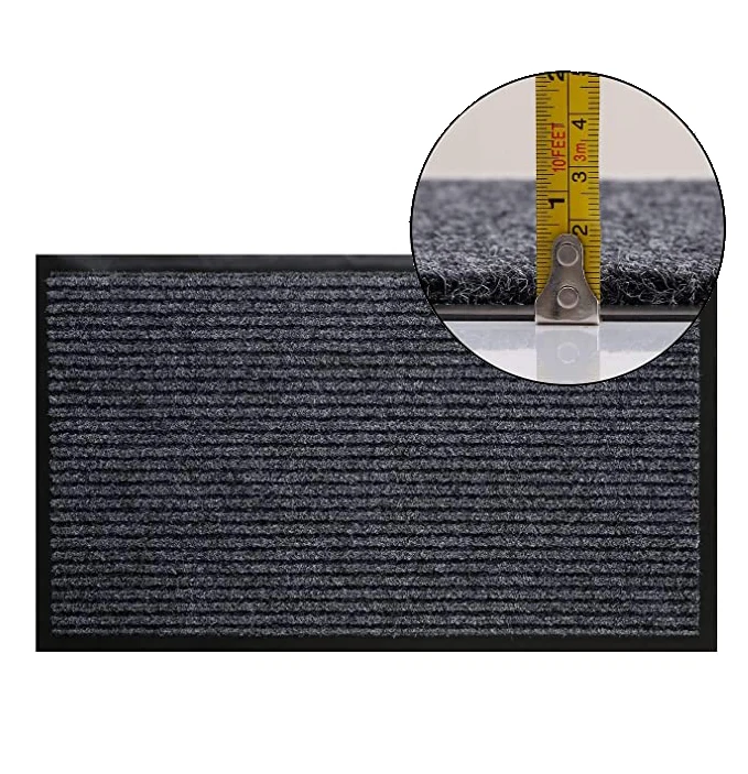 Double Ribbed Striped Non Slip PVC Backing Shoe Scraper Outdoor Entryway Welcome Door Mat