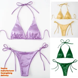 2026 New Arrival European American Style Two-Piece Bikini Set XS Size Fruit Pattern Swimwear with Customizable Logo Beachwear