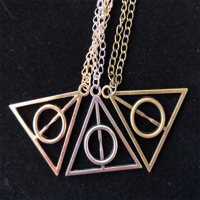 rose gold deathly hallows necklace