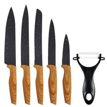Hot-sale 6 Pieces Plastic Handle High Carbon Steel Kitchen Knife Set Knives Set