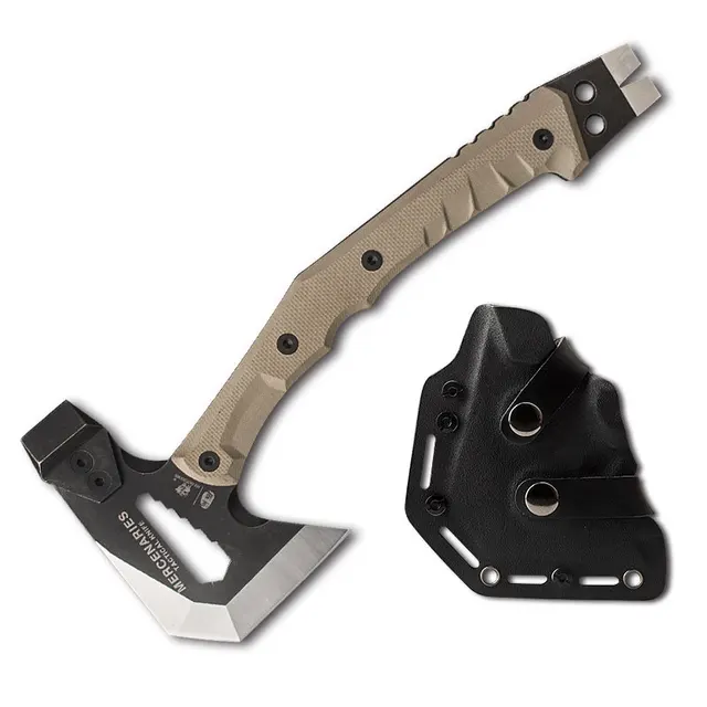 Han Road Outdoor Axe with Damascus Steel Axe Head and Nylon Handle Industrial Grade Hatchet for Field Camp Cutting
