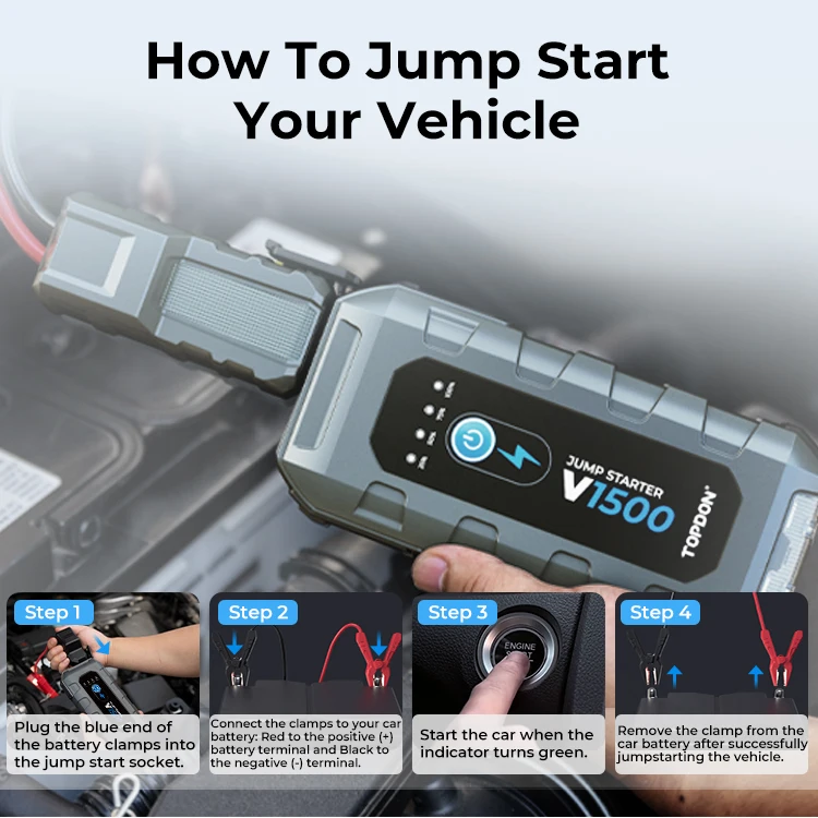 TOPDON V1500 - 12V 1500A Portable Jumper Starter Power Bank