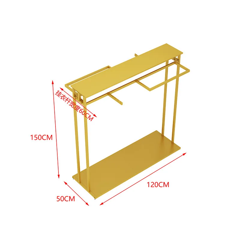 TOP Customized Men's Garment Shop Furniture Decoration Shiny Gold Metal Clothing Display Rack for Clothes Store Interior Design