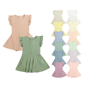 New Materia Summer Toddler Rompper High-waisted A-line Design Ruffle Sleeve Bamboo Rayon Baby Girl Dress Bodysuit