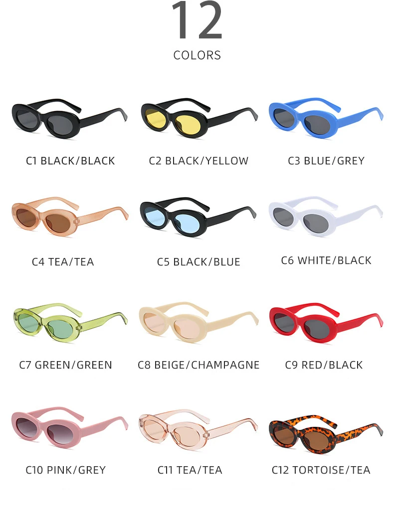 ADE WU XA5222 Competitive Price Vintage Oval Sunglasses Women Candy Color Retro Shades Small Frame Round Champagne Sun Glasses